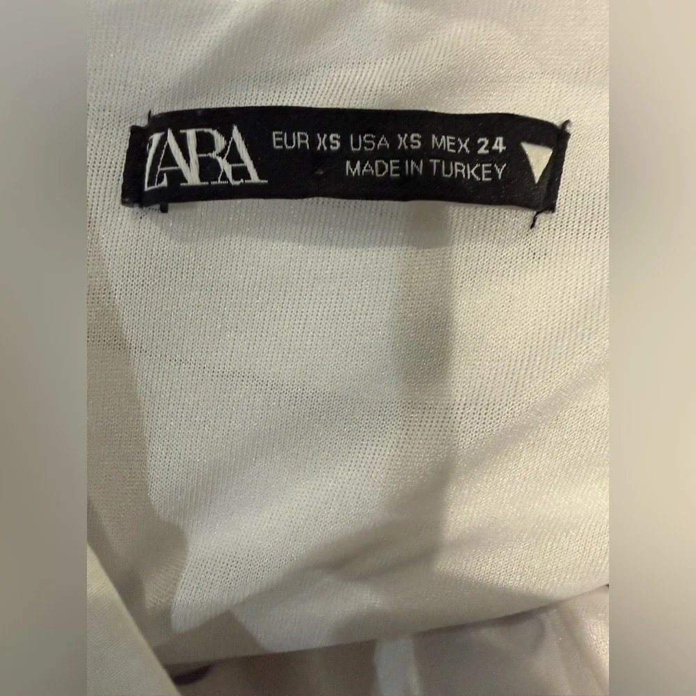 Zara White Backless Dress with Black Print - Picture 3 of 3